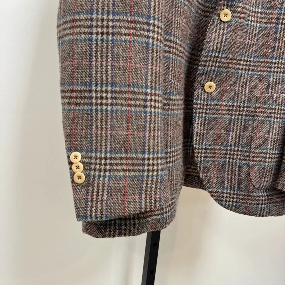 Montedoro Giacco Brown Multicolor Plaid Sport Coat Blazer 48 Glen check Jacket